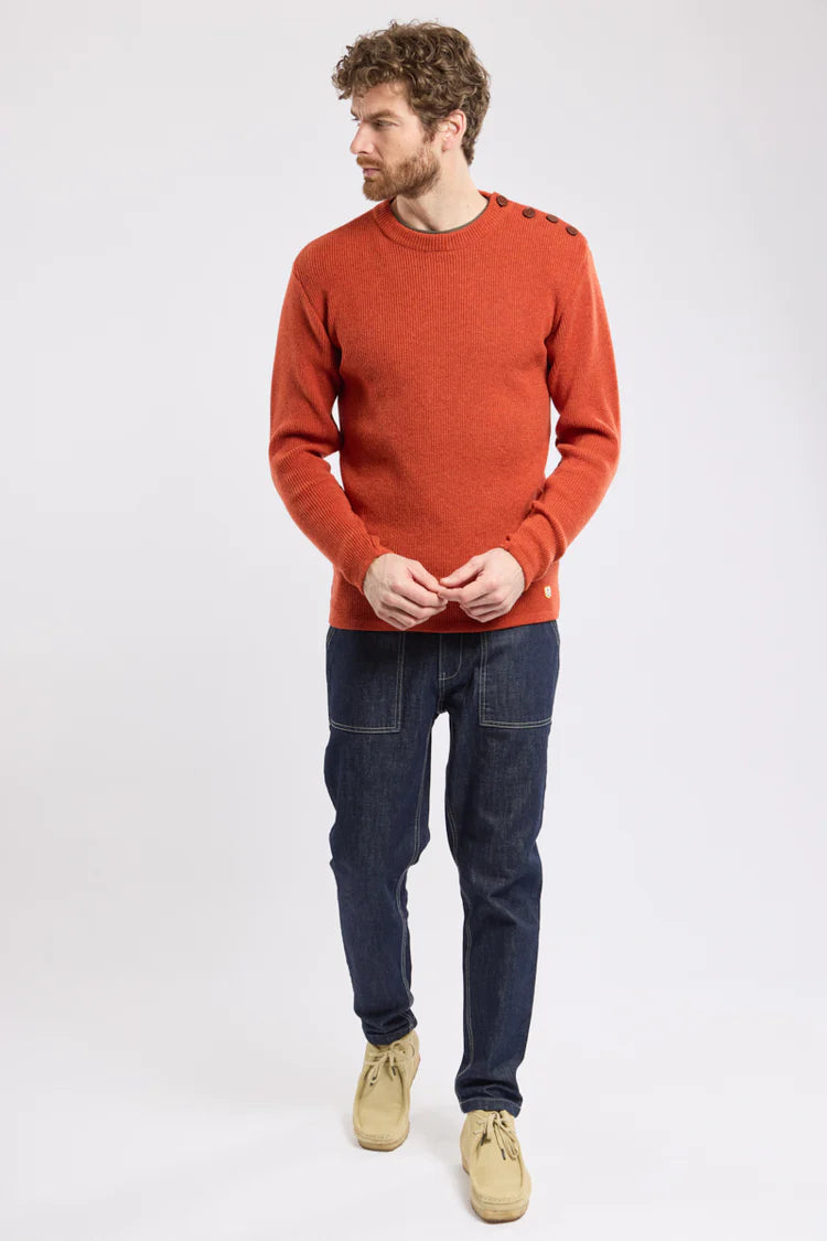 Lambswool Fisherman's Sweater - Paprika