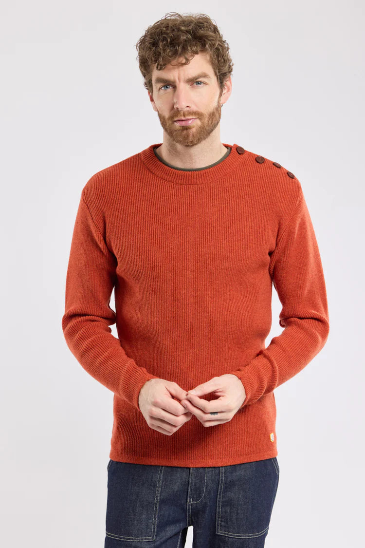 Lambswool Fisherman's Sweater - Paprika