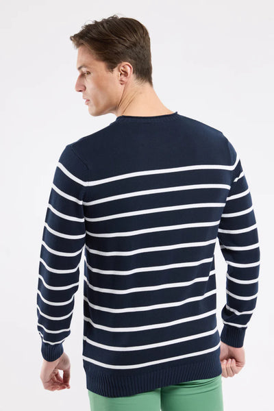 Heritage Rollneck Striped Sweater - Navy & White