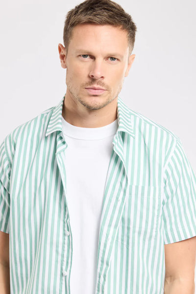 Short Sleeve Cabana Stripe Shirt - Ivy Green