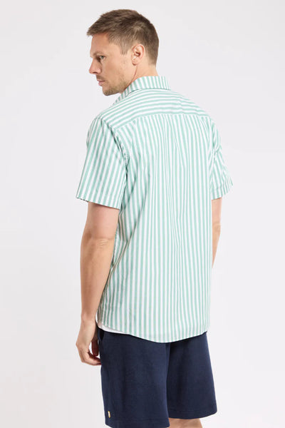 Short Sleeve Cabana Stripe Shirt - Ivy Green