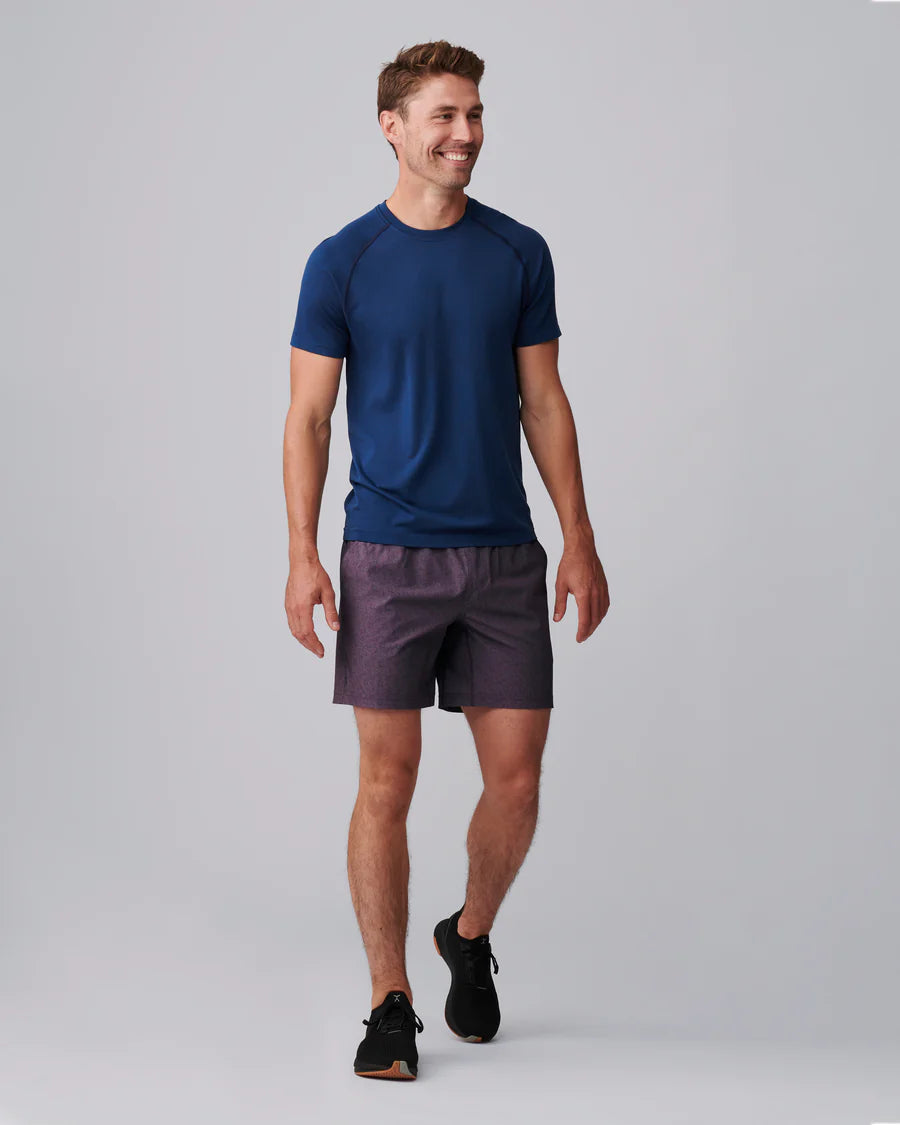 7" Mako Short Unlined - Maroon & Navy Texture Print