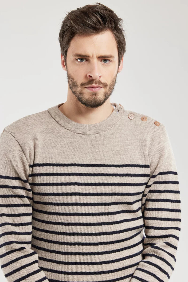 Molène Striped Sweater - Sandstone w/ Navy Stripes