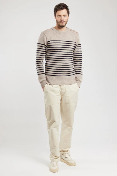 Molène Striped Sweater - Sandstone w/ Navy Stripes