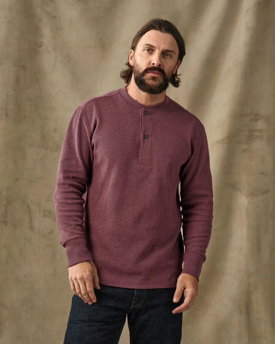 Waffle Knit Henley - Dark Port Heather