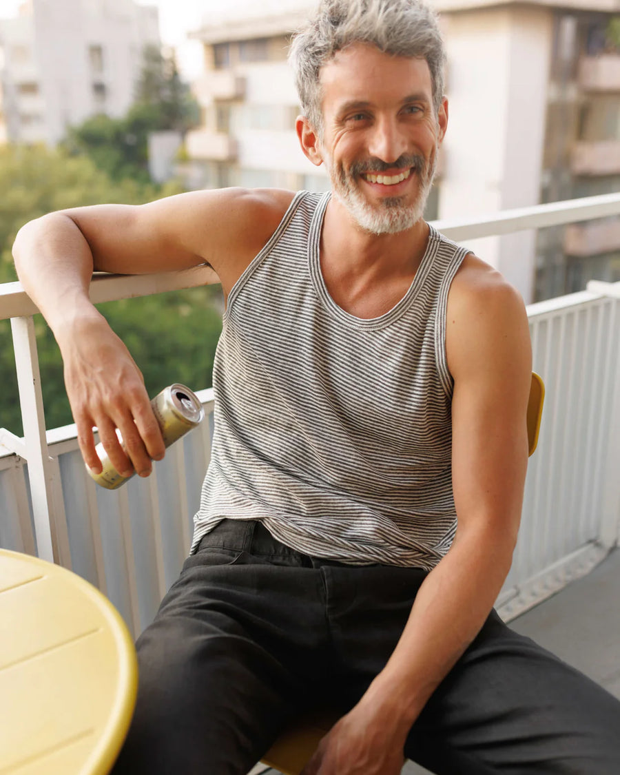 Knit Linen Tank Tee - Lines