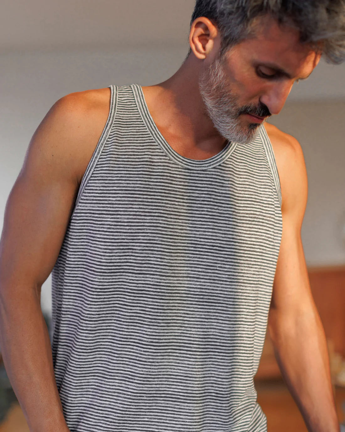 Knit Linen Tank Tee - Lines