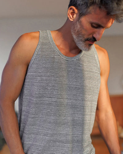Knit Linen Tank Tee - Lines