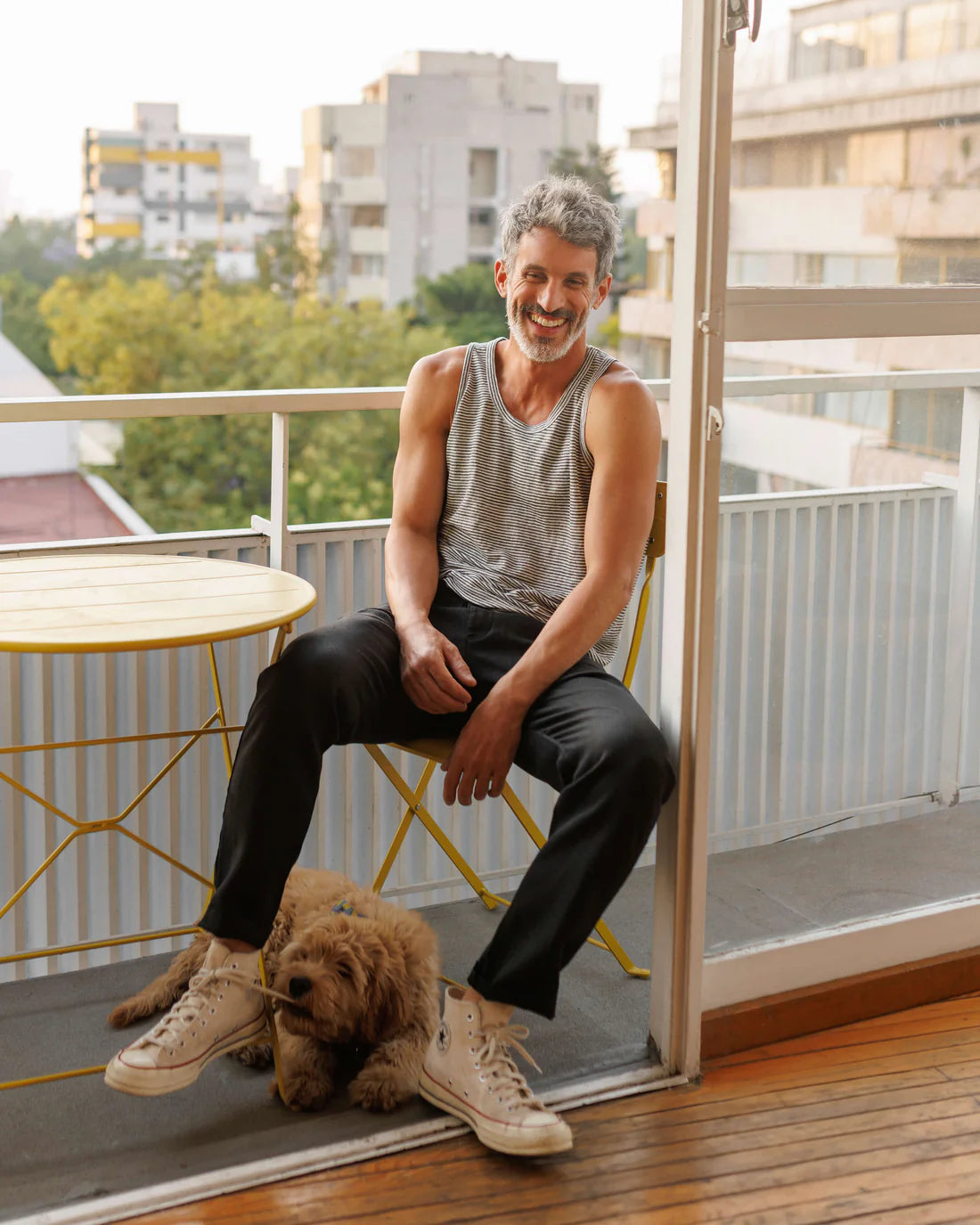Knit Linen Tank Tee - Lines