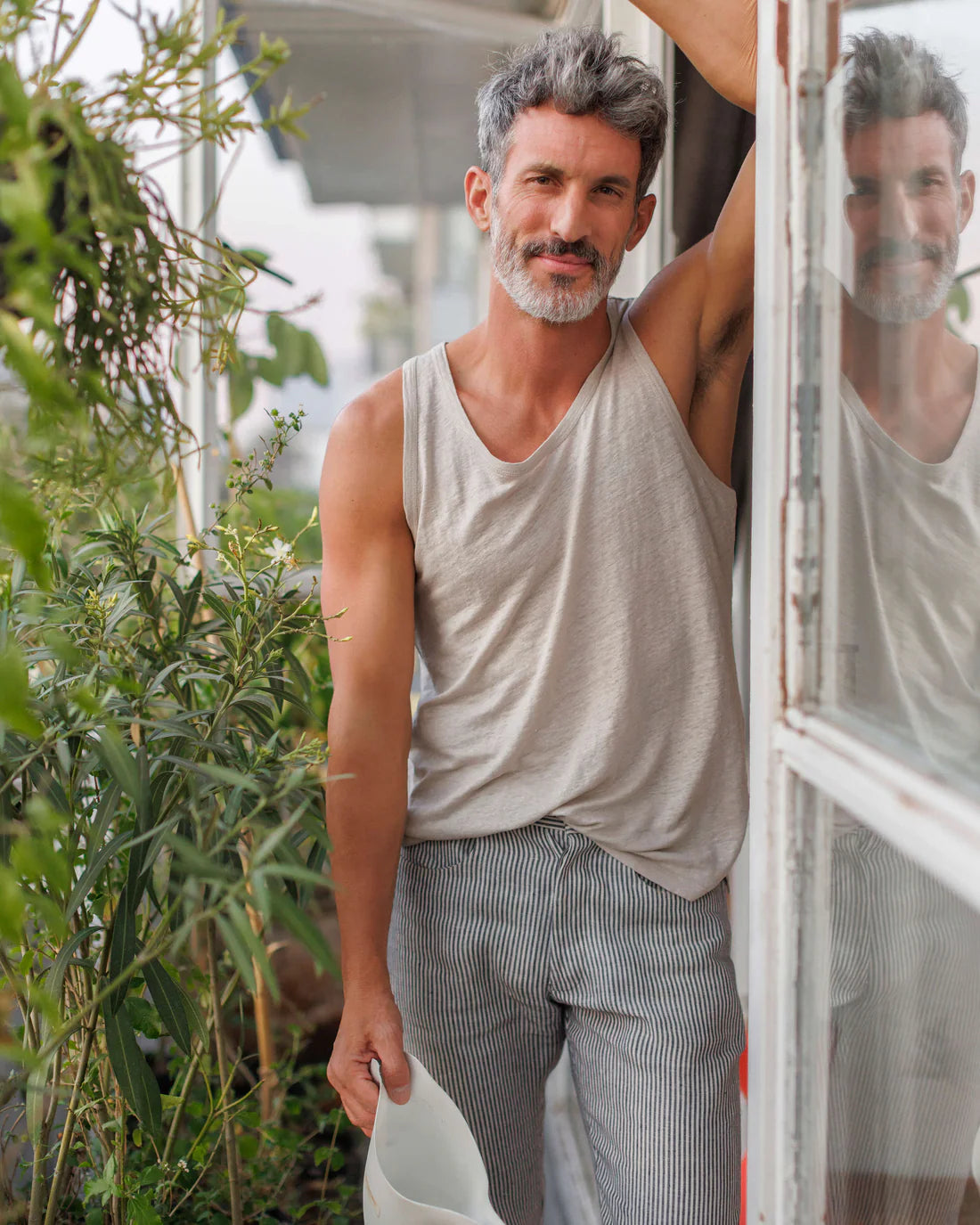 Knit Linen Tank Tee - Bone
