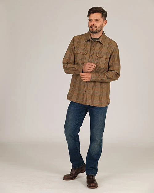 Winter Flannel Utility Shirt - Wheat Herringbone