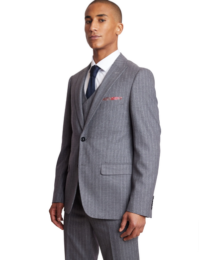 Ashton Peak Jacket - slim - Lt Grey Pinstripe Flannel