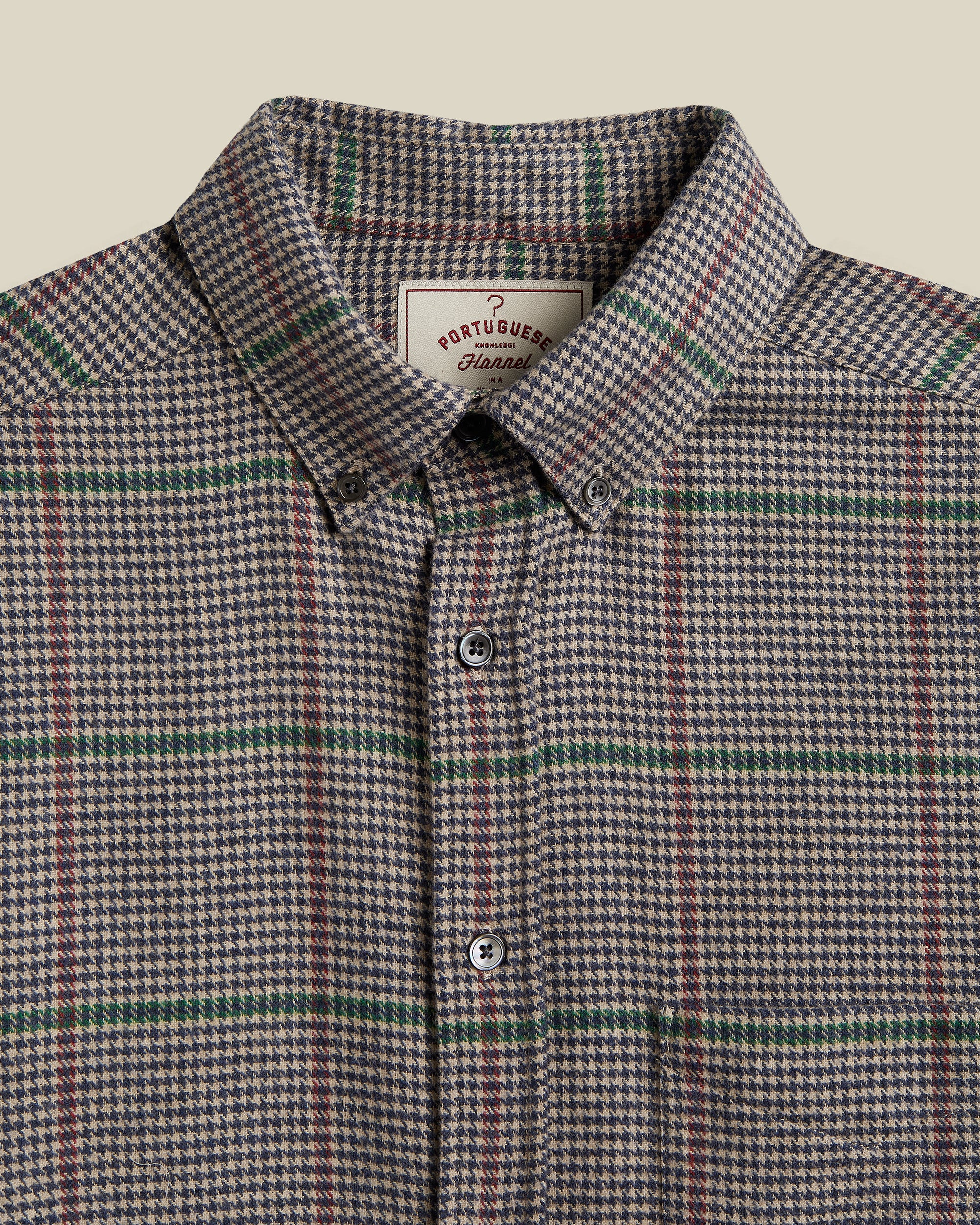 Brook Brushed Cotton Shirt - Autumn Houndstooth