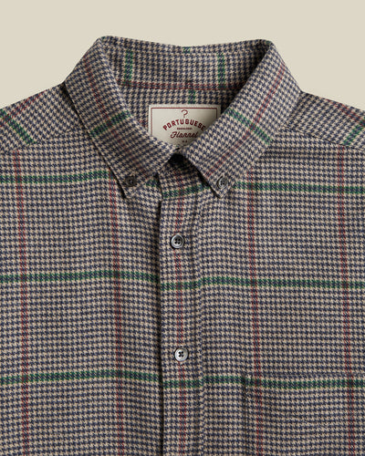 Brook Brushed Cotton Shirt - Autumn Houndstooth