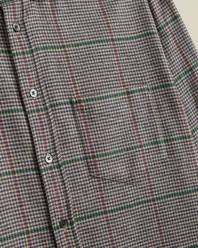 Brook Brushed Cotton Shirt - Autumn Houndstooth