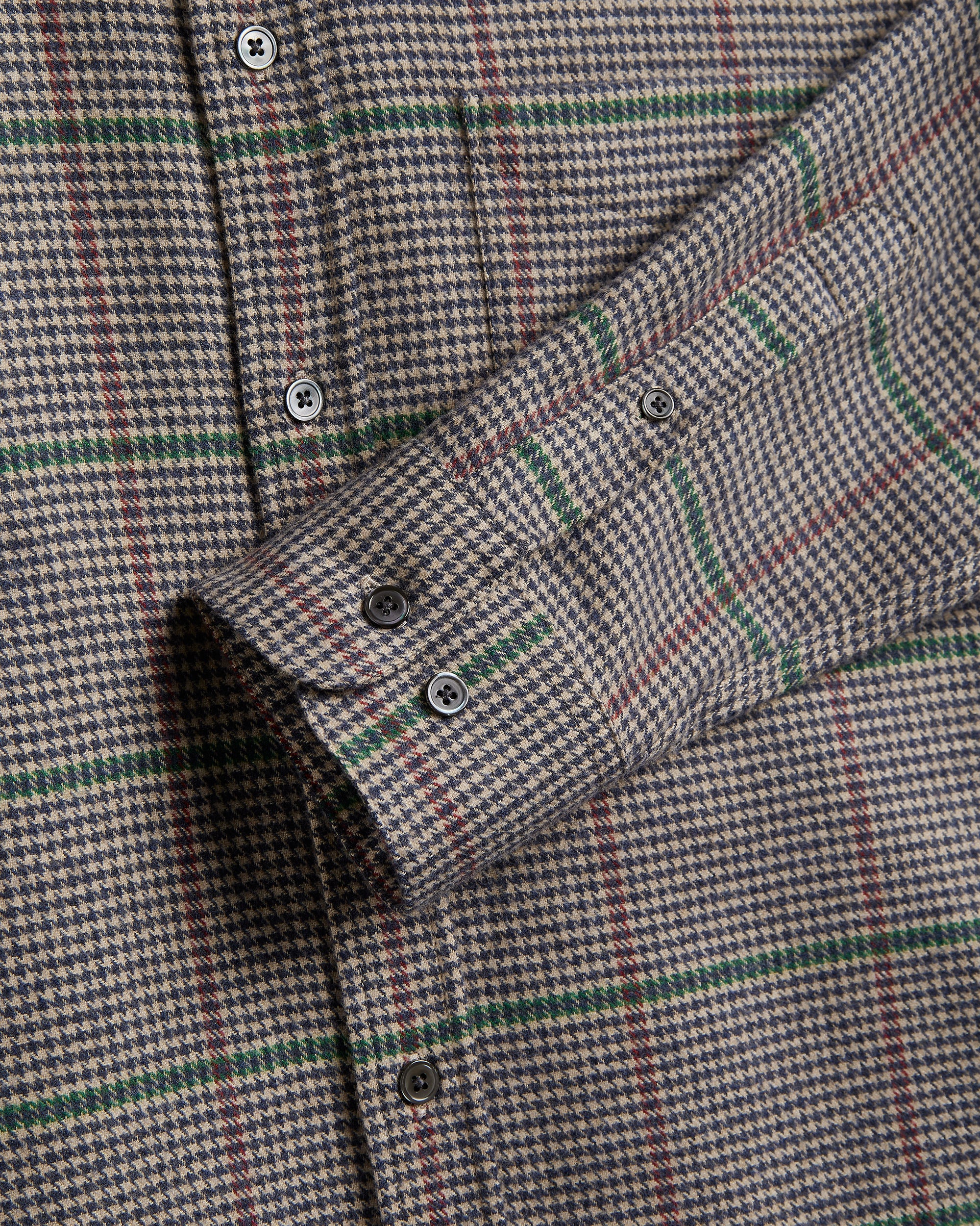 Brook Brushed Cotton Shirt - Autumn Houndstooth