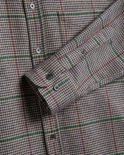 Brook Brushed Cotton Shirt - Autumn Houndstooth