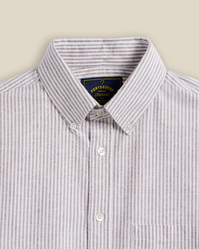 Brushed Oxford Stripe - Bordeaux & White