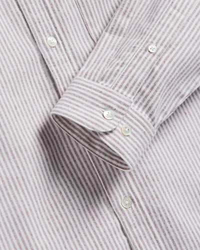 Brushed Oxford Stripe - Bordeaux & White