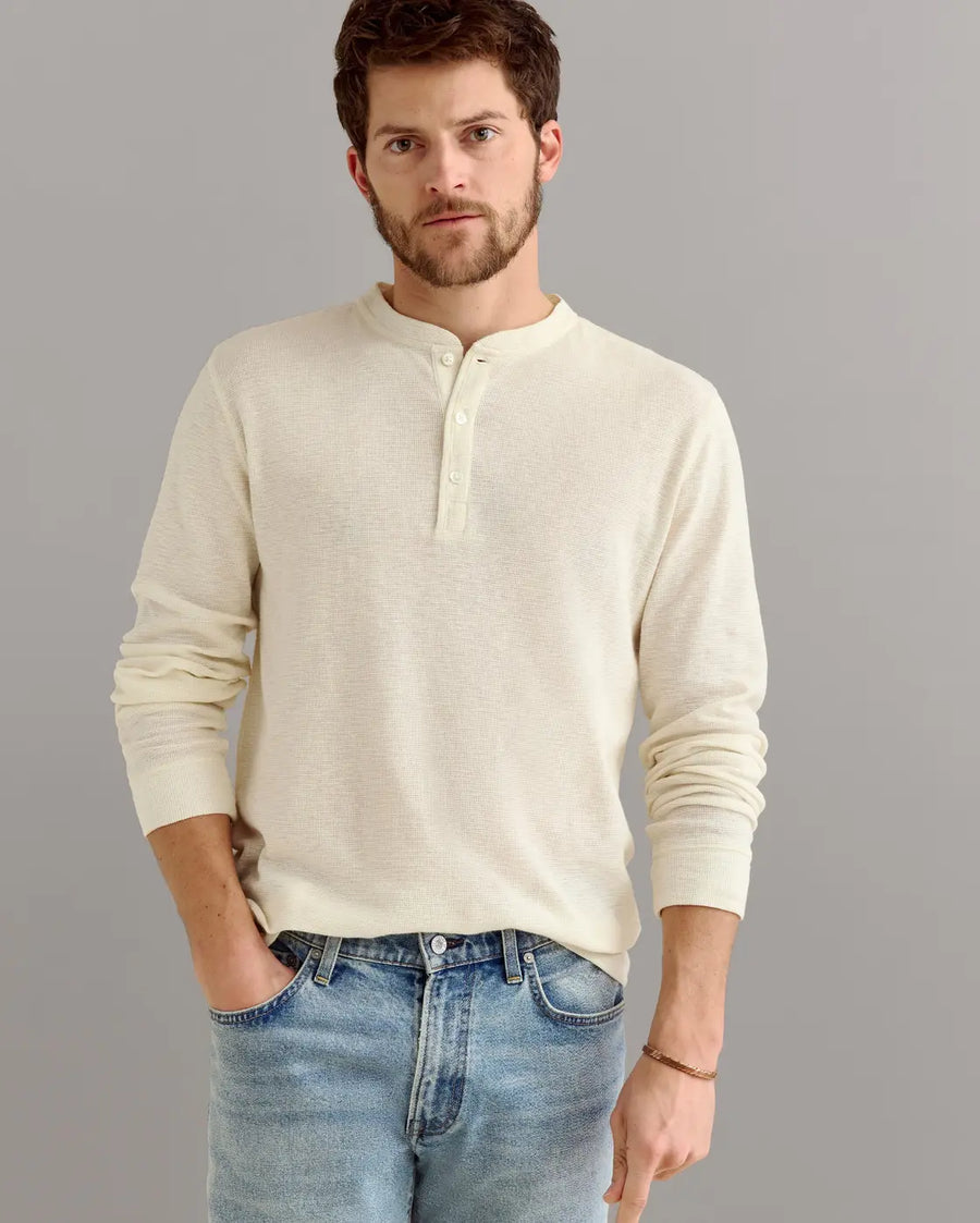 Slub Tuck Henley - Tinted White