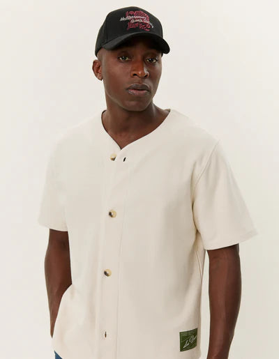 Barry Short Sleeve Baseball Jersey Shirt - Ivory