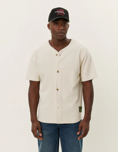 Barry Short Sleeve Baseball Jersey Shirt - Ivory