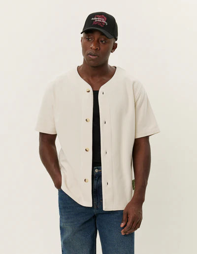 Barry Short Sleeve Baseball Jersey Shirt - Ivory