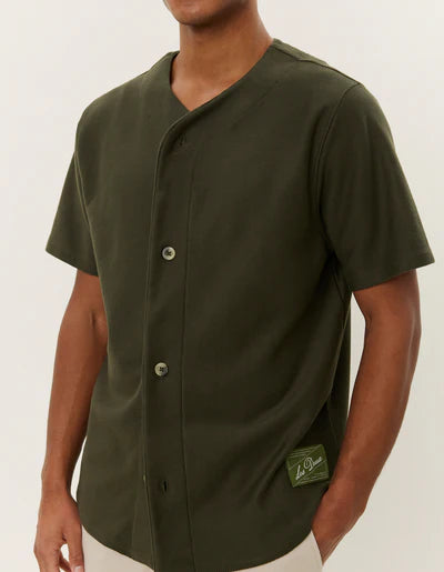 Barry Short Sleeve Baseball Jersey Shirt - Forest Green