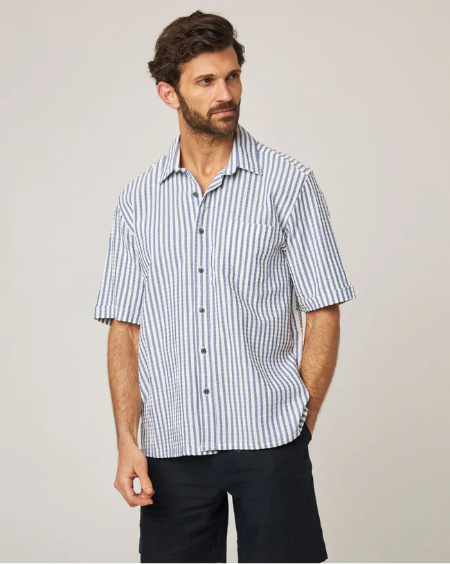 Beach Shirt - Blue & White Stripe