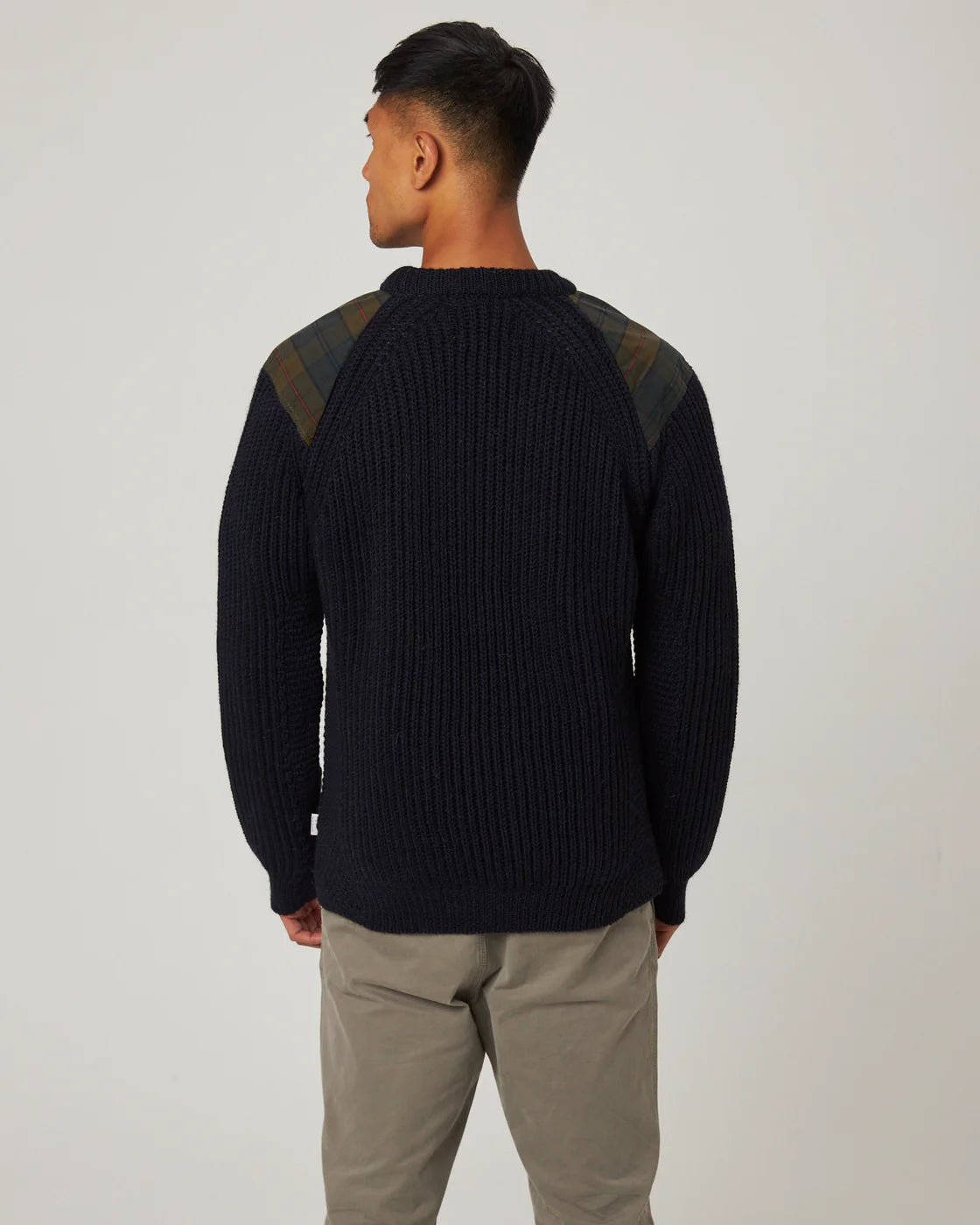 Bexley Crew Sweater - Navy & Plaid