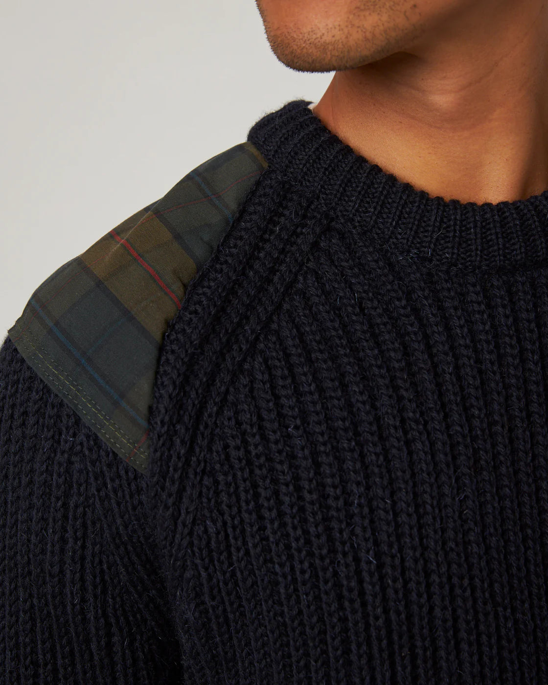 Bexley Crew Sweater - Navy & Plaid
