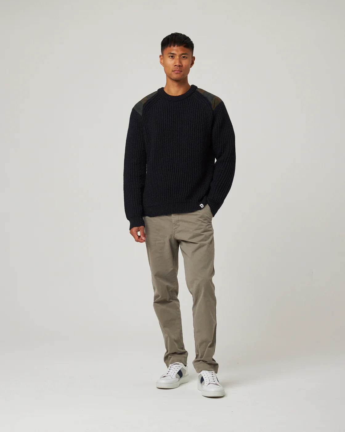 Bexley Crew Sweater - Navy & Plaid