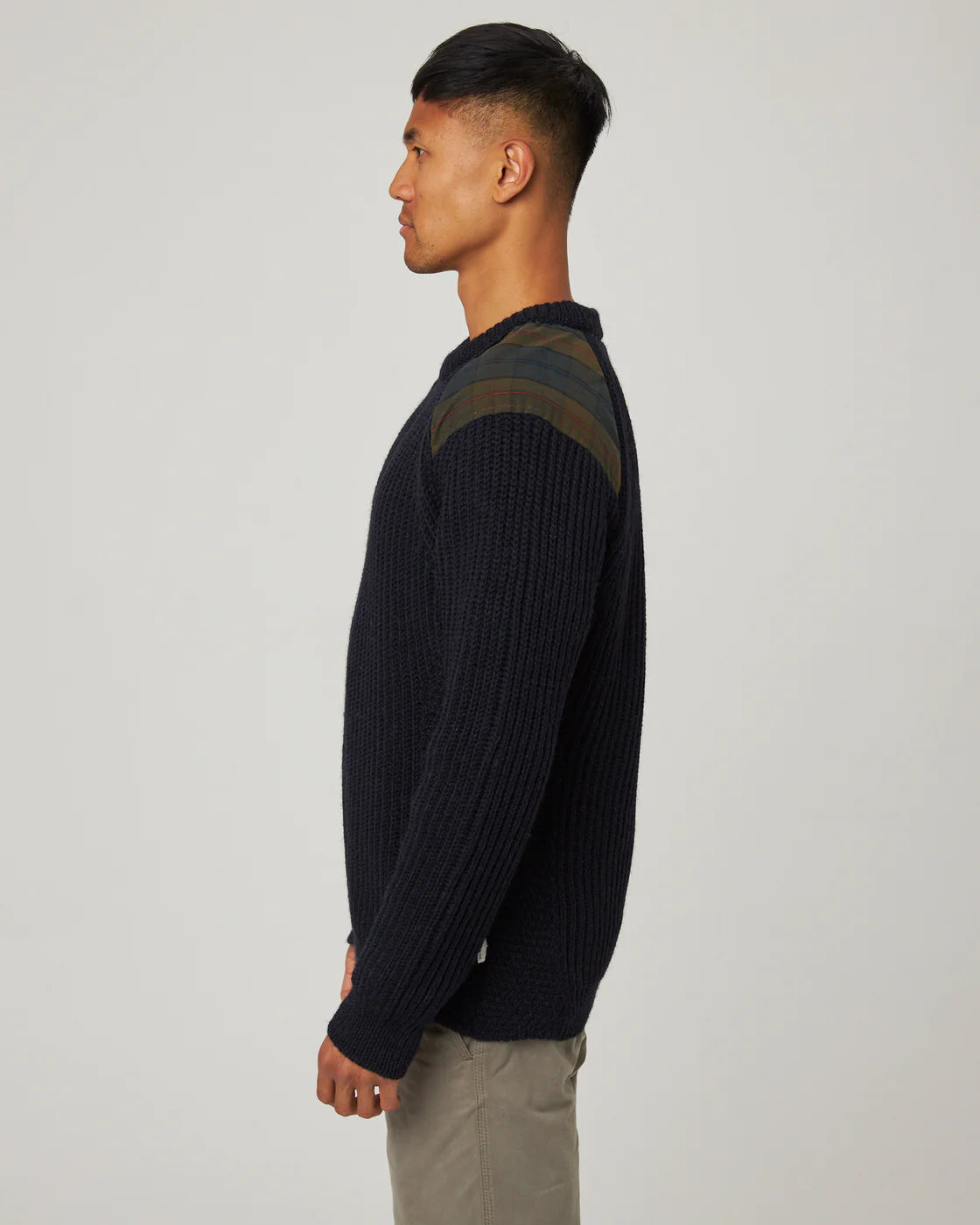Bexley Crew Sweater - Navy & Plaid