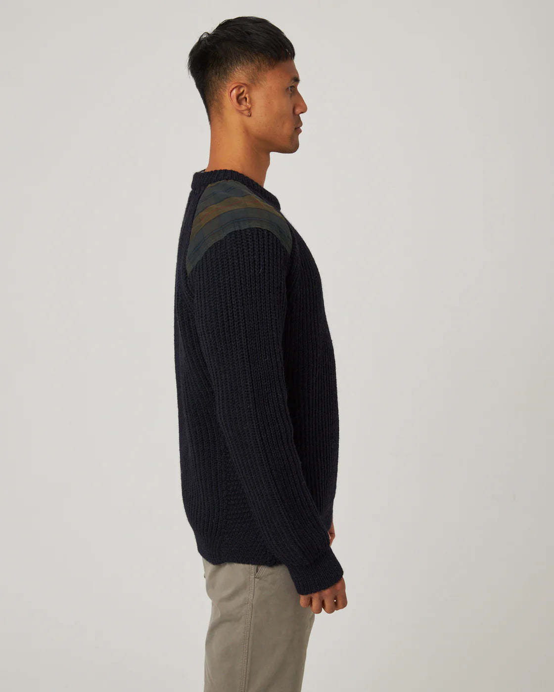 Bexley Crew Sweater - Navy & Plaid