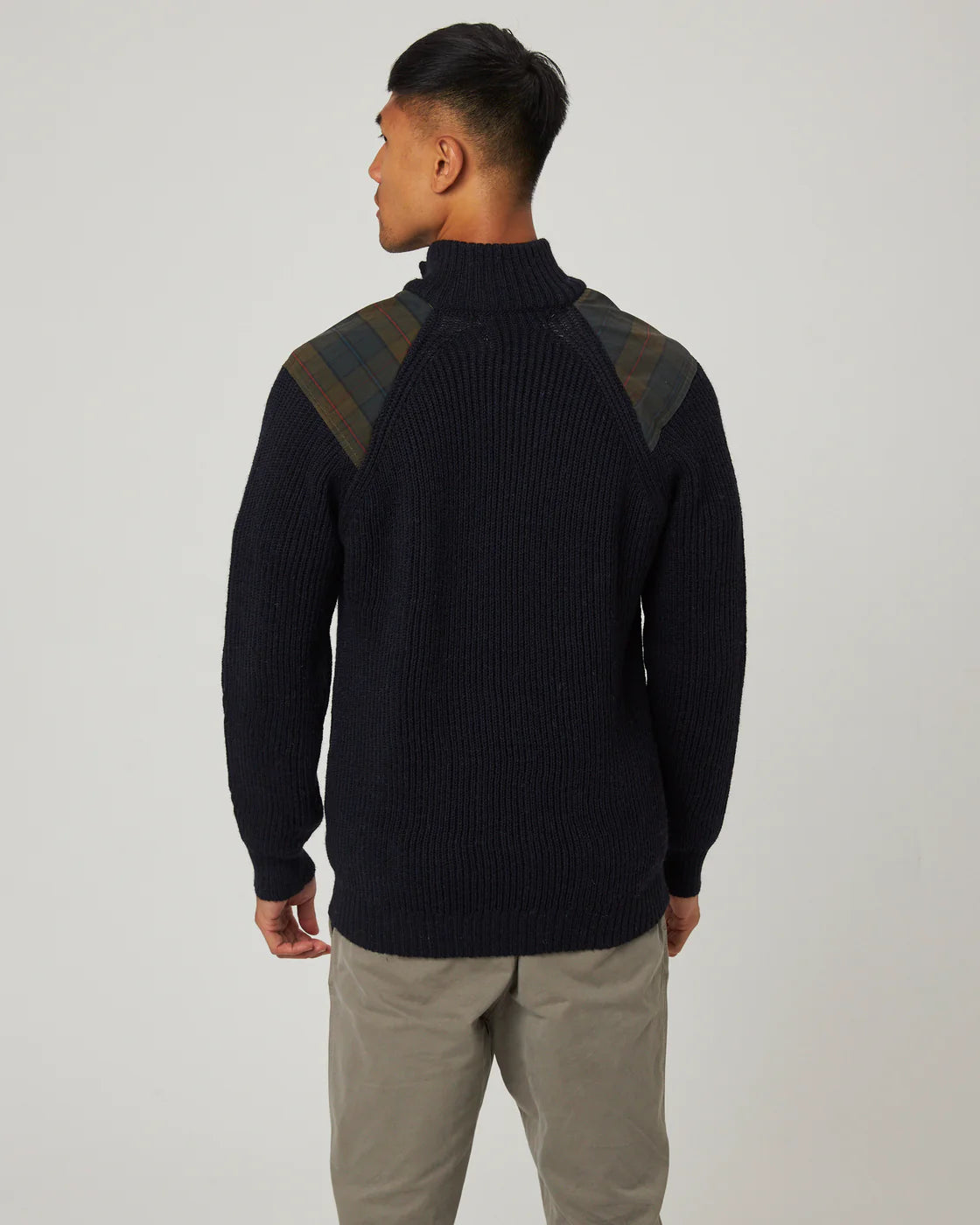 Bexley Quarter Zip Sweater - Navy & Plaid