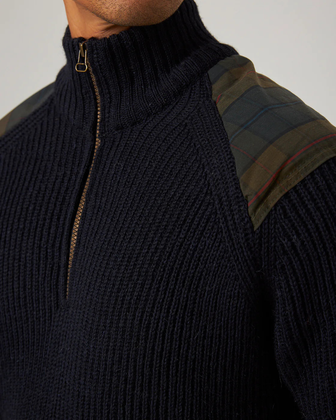 Bexley Quarter Zip Sweater - Navy & Plaid