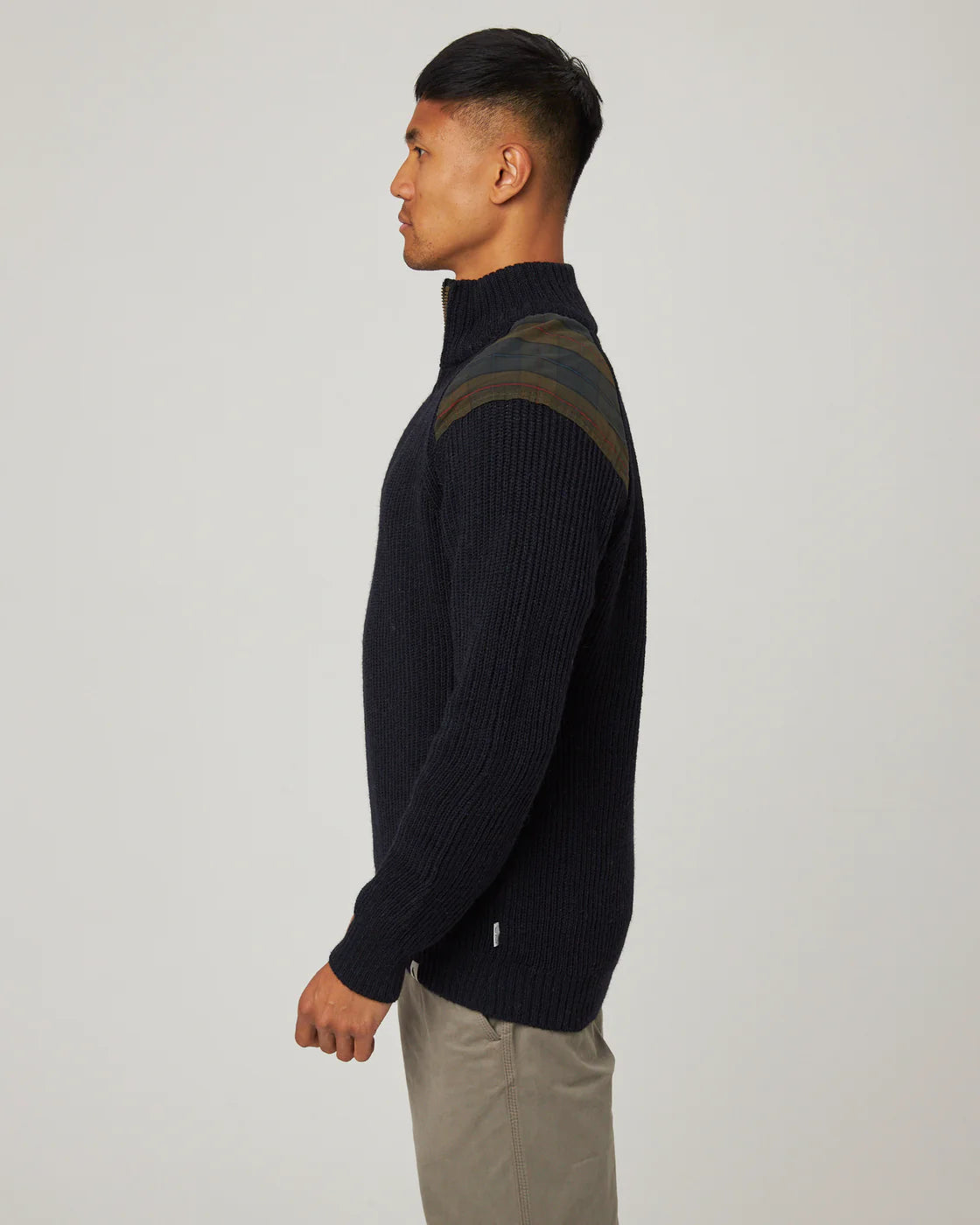 Bexley Quarter Zip Sweater - Navy & Plaid