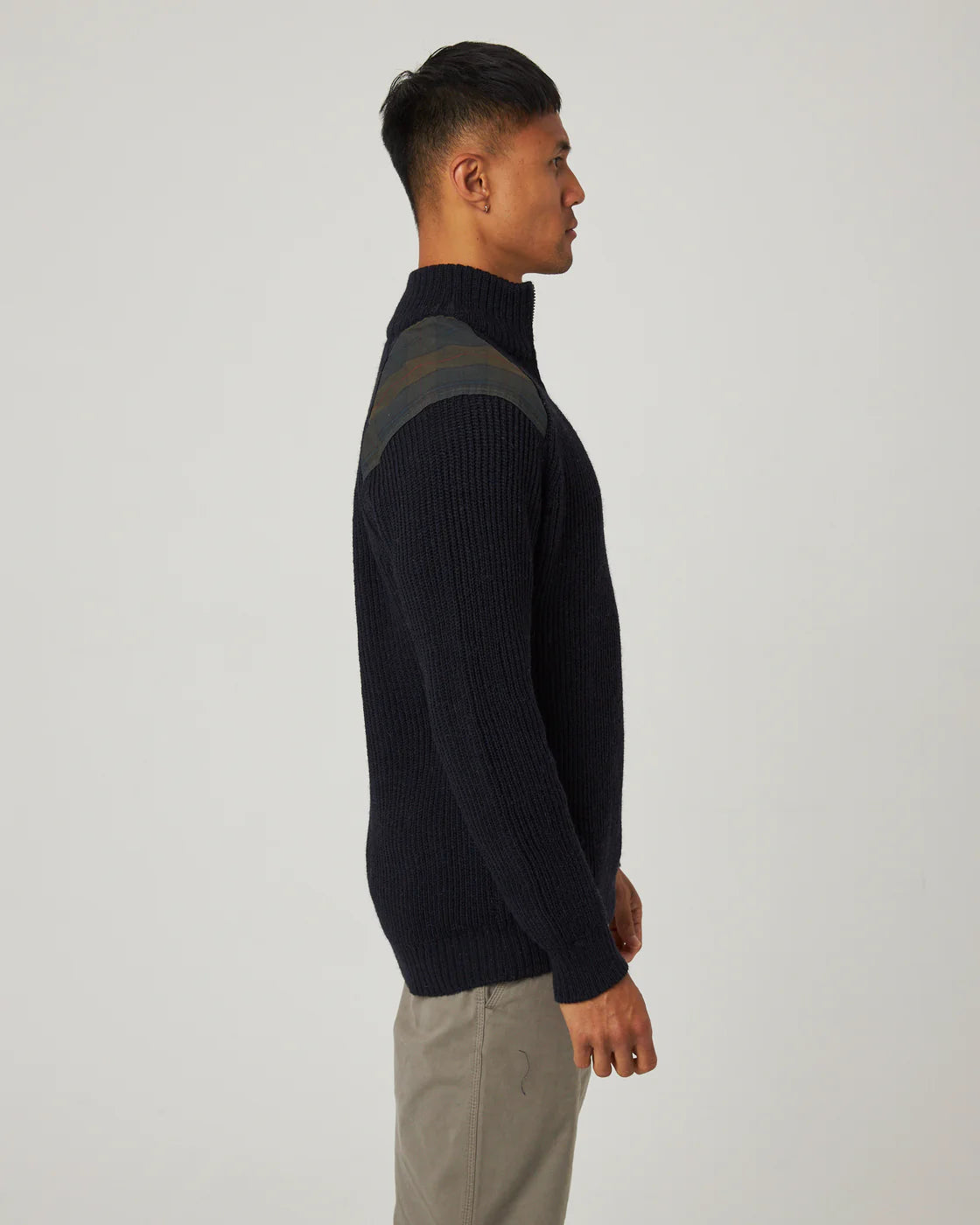 Bexley Quarter Zip Sweater - Navy & Plaid