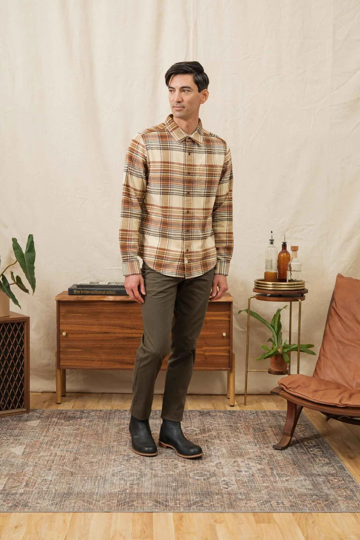 Larson Long Sleeve - Latte Plaid
