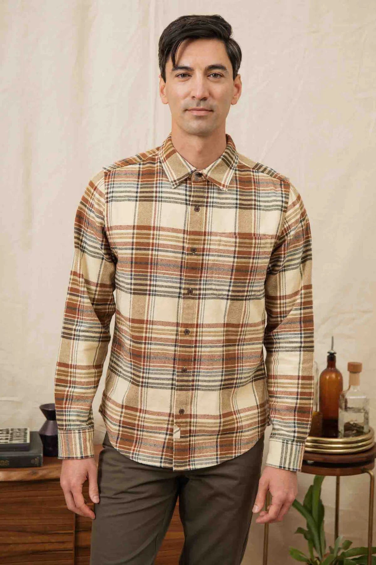 Larson Long Sleeve - Latte Plaid