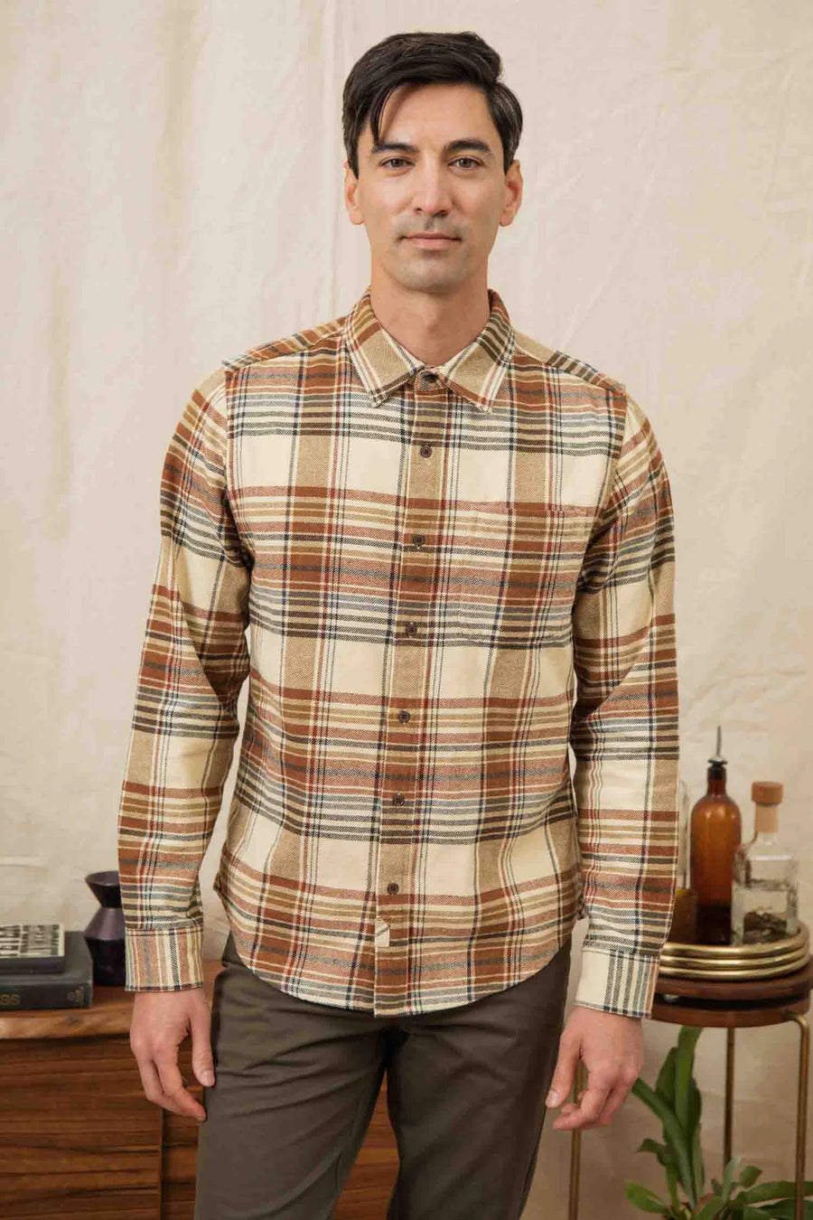 Larson Long Sleeve - Latte Plaid