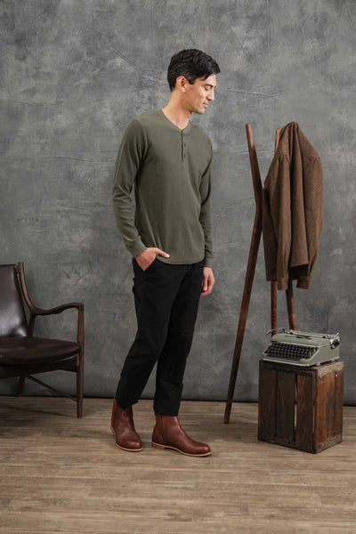 Recycled Waffle Henley - Forest