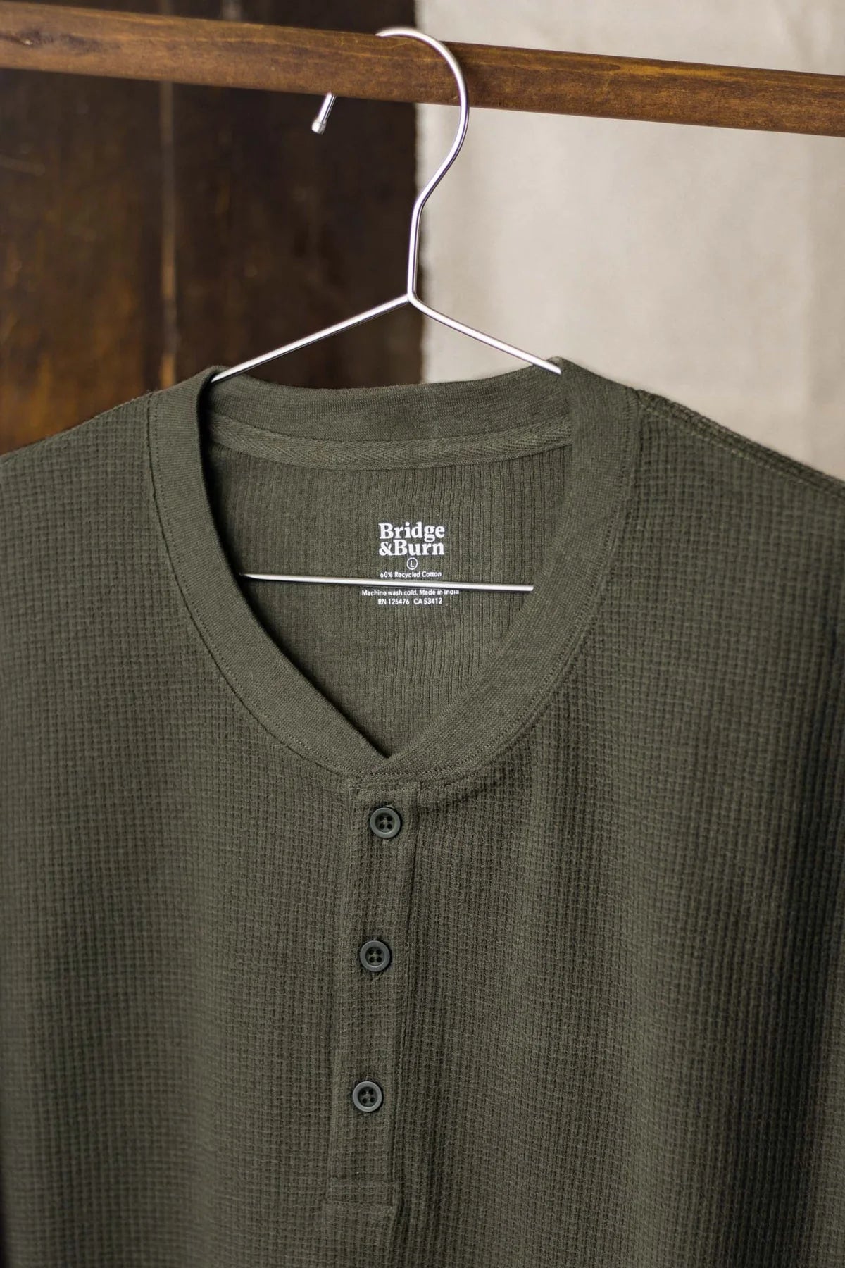 Recycled Waffle Henley - Forest