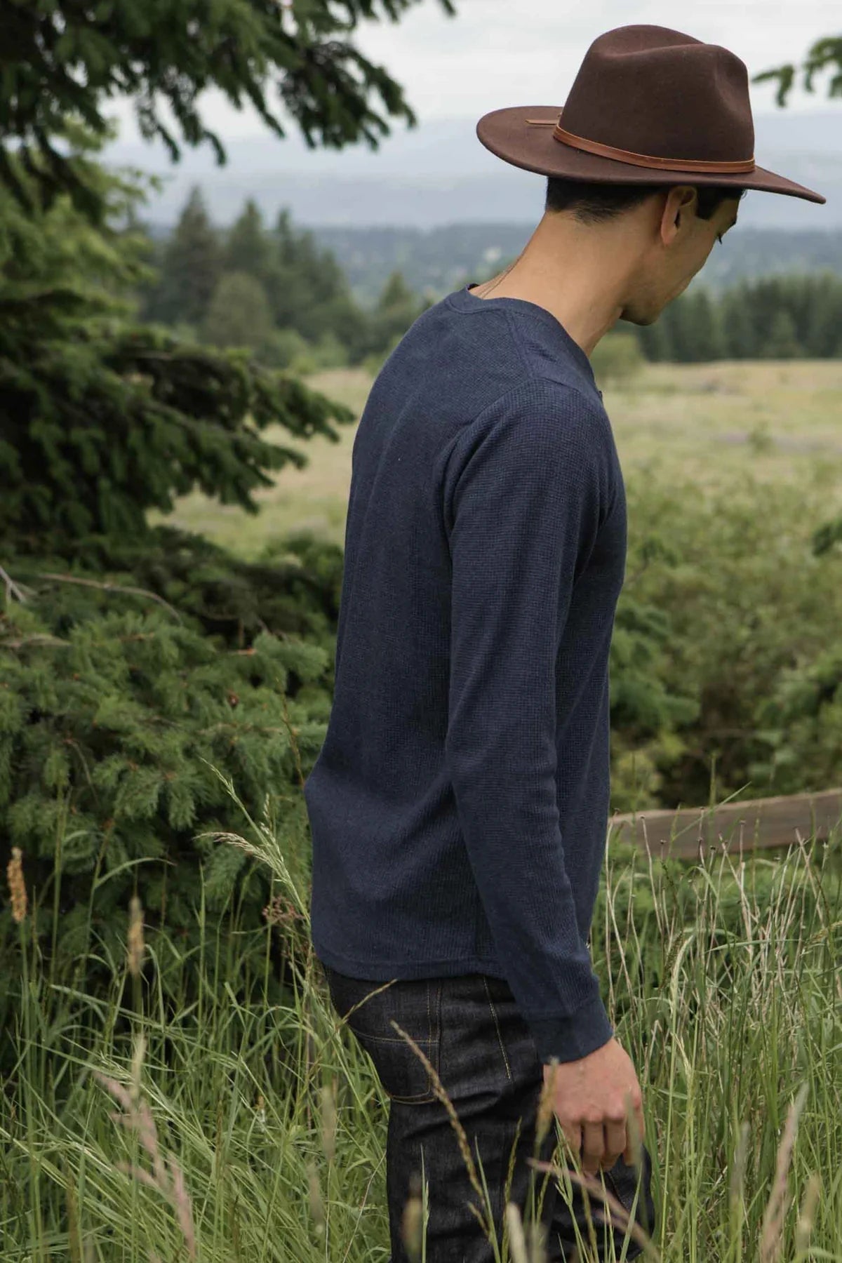 Recycled Waffle Henley - Sapphire