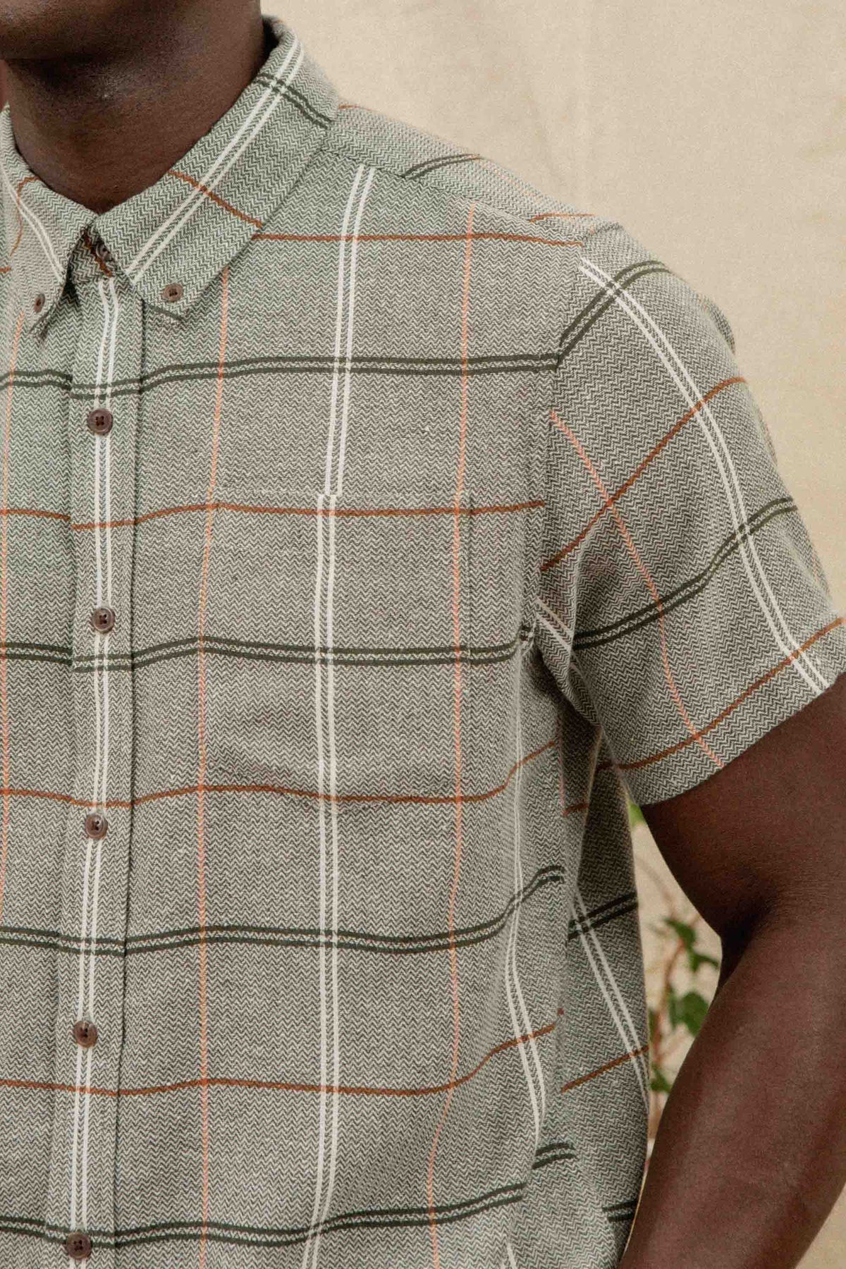 Jordan Slim Shirt - Olive Ember Grid
