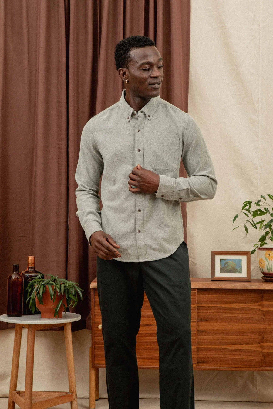 Sutton Slim Shirt - Olive Twill
