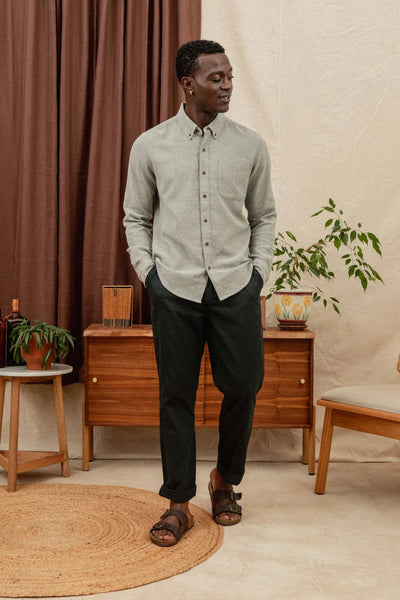 Sutton Slim Shirt - Olive Twill