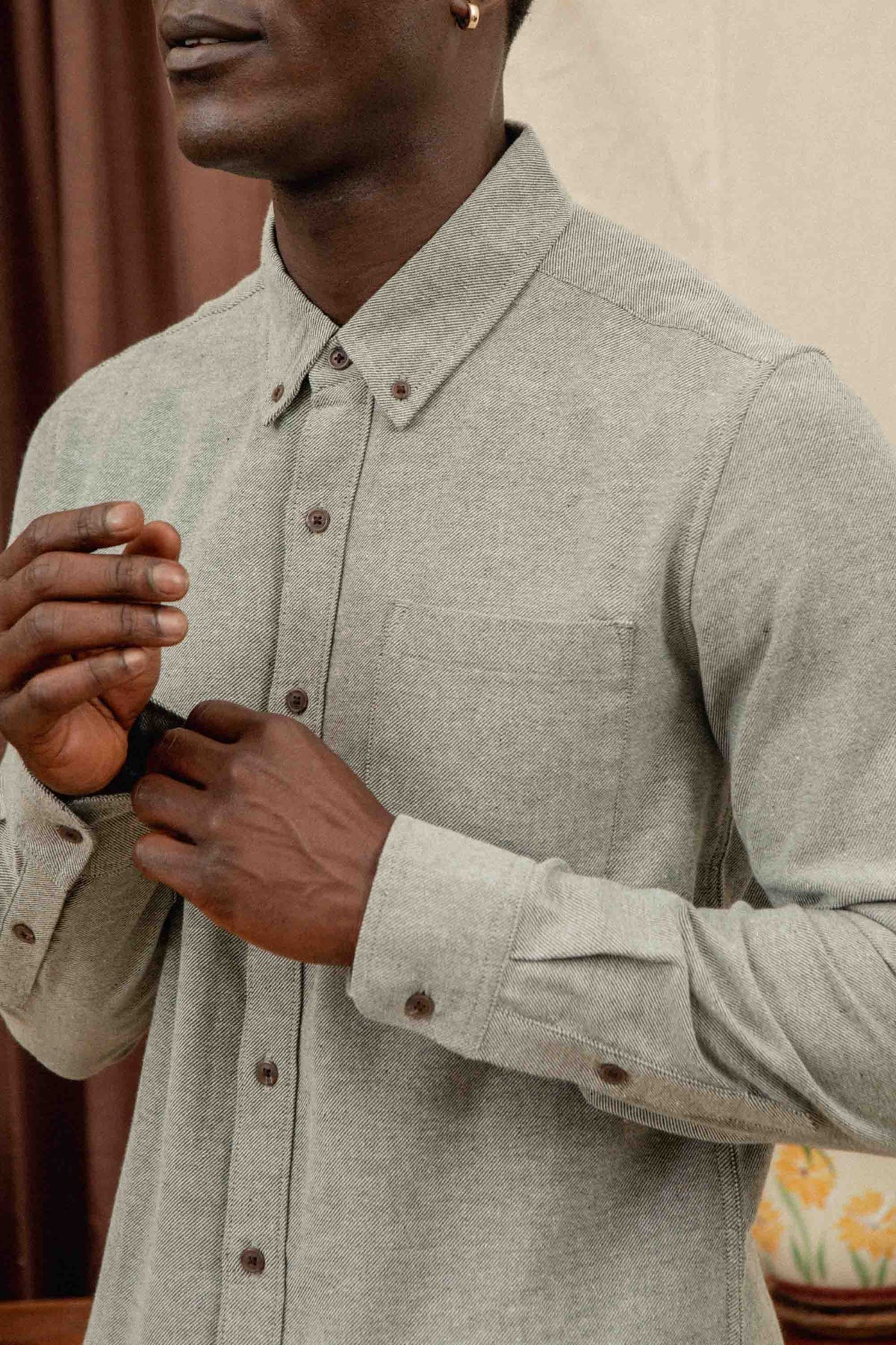 Sutton Slim Shirt - Olive Twill