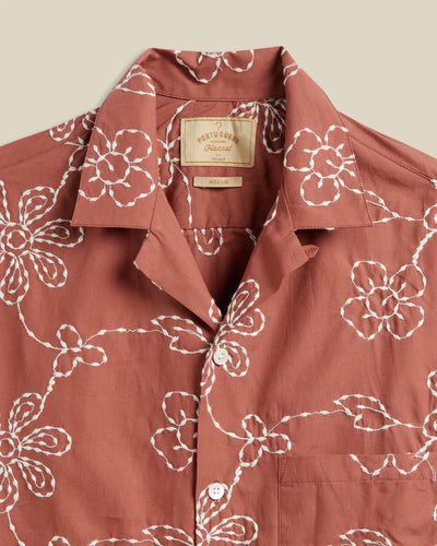 Compota Embroidered Camp Shirt - Red Clay