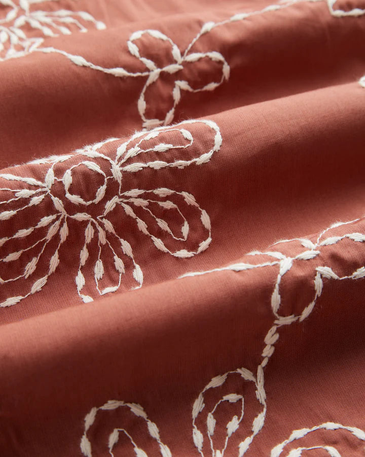 Compota Embroidered Camp Shirt - Red Clay